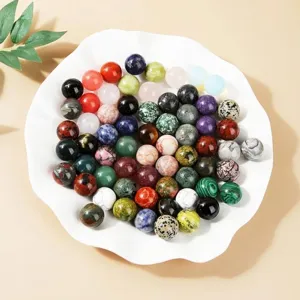 Assorted 2cm natural crystal and stone spheres for DIY jewelry making accessories