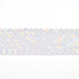 Frosted AB iridescent crystal glass round loose beads for DIY handmade jewelry crafts