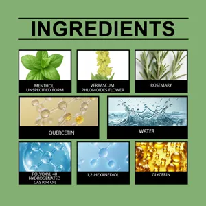 Infographie détaillée affichant les extraits de plantes et la formule de soin corporel.