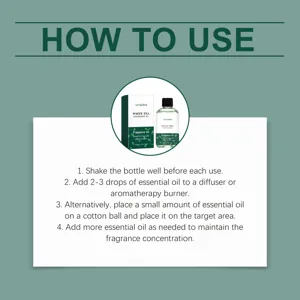 Huile parfumée au thé blanc Jaysuing 120ml image d'instructions avec étapes pour usage quotidien.