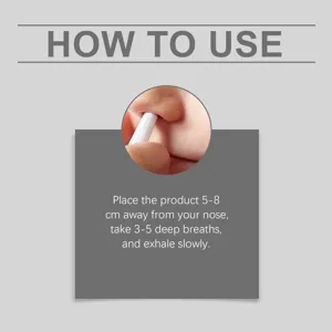 Detail view showing step-by-step usage instructions for the portable body care nasal inhaler.