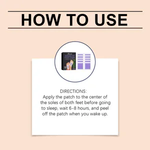 Ximonth herbal foot pads detail usage instructions graphic for night foot care routine.
