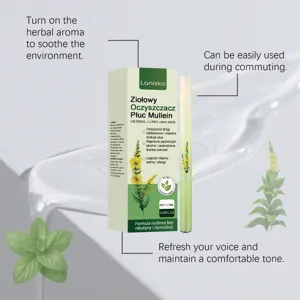 Vue détaillée du stick de soin pulmonaire à base de plantes avec des extraits naturels.