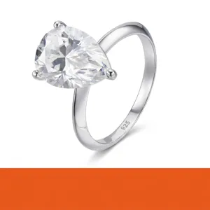 Luxury 925 Sterling Silver Pear Shape Moissanite Ring For Women GRA Certified Teardrop Sparkly Moissanite Finger Ring French Elegant Jewelry Gift
