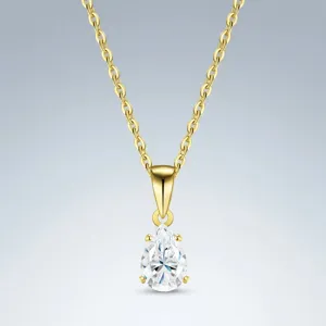 Eleganter Birnenschliff Moissanit Anhänger Halskette Funkelnde Wassertropfen Silber Plattiert Kupfer Kette Für Damen Hochzeit Party Schmuck