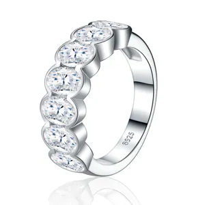 Elegante S925 sterling zilveren moissaniet ring met ovale stenen voor vrouwen
