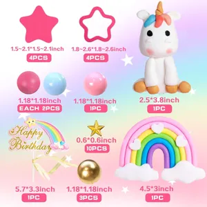 Unicorn rainbow cake topper set birthday party decoration cake insert cute resin ornaments