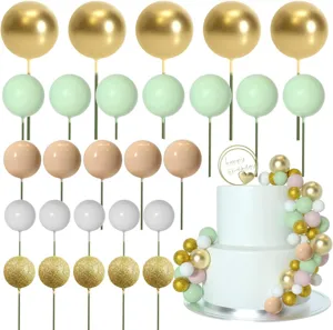 50pcs cake balls toppers set, colorful gold green nude white DIY birthday cake decor