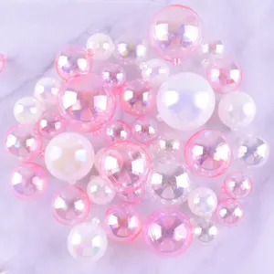 Colorful cake decoration bubble balls, transparent pink party decoration spheres for birthday cakes.