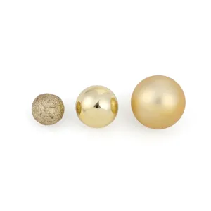 Gold decorative balls set for birthday cake toppers and party ornaments, shiny and matte finish.