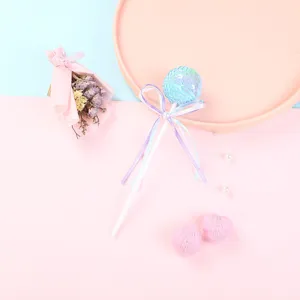 Adorno para tarta con bola de lentejuelas y lazo para postres de fiesta, esfera azul.