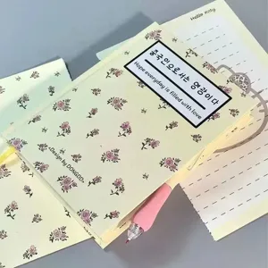 Detail showing the floral pattern and hardbound cover of this cute mini portable notebook