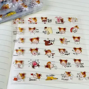 Detail of cute coco girl transparent waterproof stickers for DIY handbook decoration