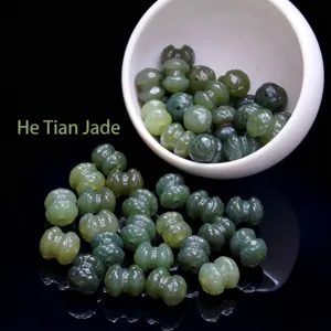 Perle di Giada Hetian Naturale Loto Gemello Materiale Qingshui Lucidato Doppio Fiore Foro Passante Perle Sciolte Per Accessori Gioielli Fai da Te