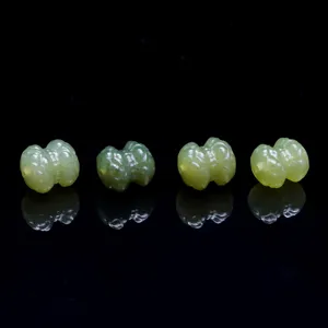 Perle di loto in giada Hetian verde chiaro naturale intagliate a mano per gioielli fai da te