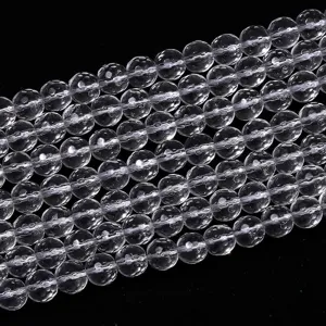 High Quality Faceted Synthetic White Crystal Round Loose Beads Transparent Clear Spacers For DIY Bracelet Jewelry Making Wholesale