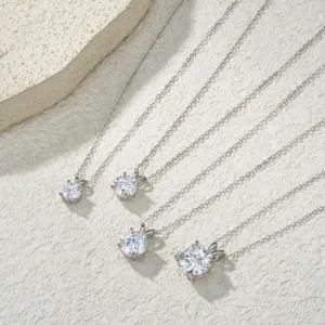 925 Sterling Silber Moissanit Anhänger Halskette Für Damen Elegante Runde Geometrische GRA Zertifizierte Kette Schmuck Geschenk