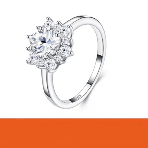 925 Sterling Zilver Moissaniet Bloem Ring Voor Dames Sprankelende Florale Vingerring Elegante Dagelijkse Bruiloft Sieraden Cadeau