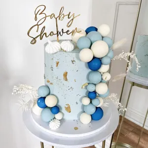 DIY Bohemian cake balls decoration set in blue and white color matching for party and wedding.