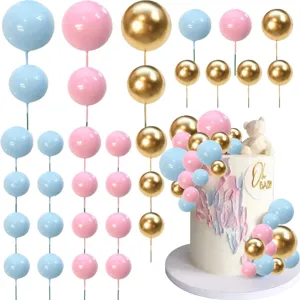DIY cake decoration balloon balls set, blue, pink and gold for birthday party wedding cake.