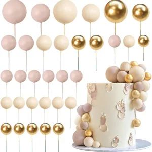 32pcs DIY boho cake balls toppers assorted color scheme for birthday wedding cake decor
