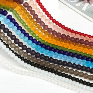 Cuentas de vidrio esmerilado de colores para hacer joyas de bricolaje y accesorios