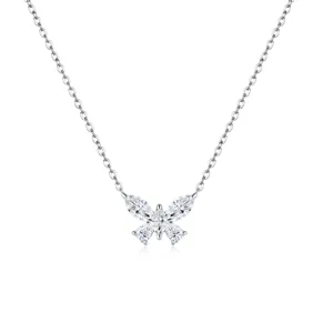 Luxus 925 Sterlingsilber Moissanit Schmetterling Anhänger Halskette Für Damen GRA Zertifiziert D Farbe VVS Schmuck Valentinstag Geschenk