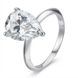 Elegant S925 sterling silver ring featuring a sparkling pear-cut moissanite stone for women