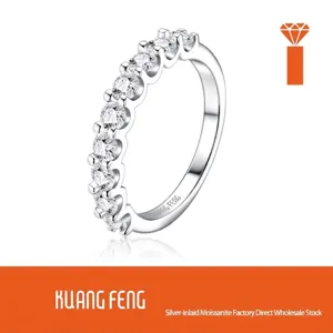 Anillo de Media Eternidad Elegante de Plata de Ley S925 Moissanita para Mujer Moda Incrustado Geométrico Anillo de Dedo Apilable Con Certificado GRA Regalo