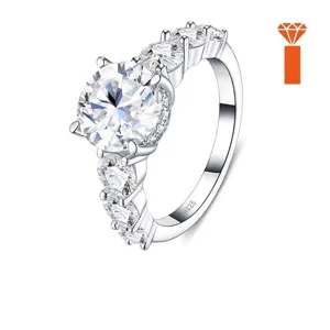 925 Sterling Zilver Moissaniet Ring Voor Dames Luxe Elegant Rondgeslepen Verlovingsring Trouwring D Kleur VVS GRA Gecertificeerde Sieraden