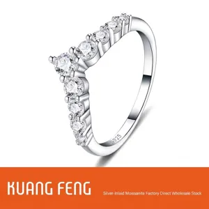 Anillo en V de Plata de Ley 925 Con Moissanita para Mujer Estilo Barroco Punk Joyería de Dedo Apilable Con Certificado GRA