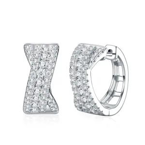Orecchini a cerchio in argento 925 a forma di X con brillanti pietre moissanite
