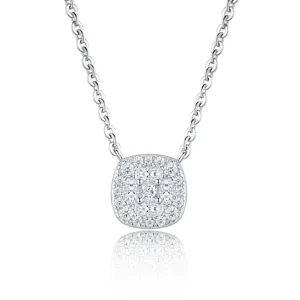 Funkelnde S925 Silber Moissanit quadratische Halskette für Damen