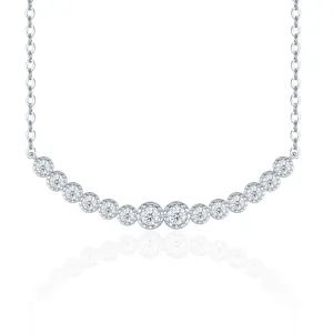 Vintage S925 Sterling Silber Moissanit gebogene Lächeln Halskette Damen