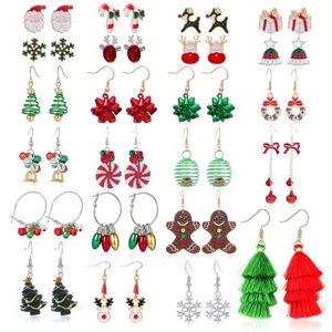 Weihnachten Ohrringe Set Für Damen Zinklegierung Strass Emaille Weihnachtsbaum Schneeflocke Elch Glocke Ohrhänger Ohrstecker Schmuck Geschenk