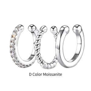 S925 Sterling Silver Moissanite Ear Clips For Women Non Pierced C Shaped Cartilage Earrings Jewelry With GRA Certificate