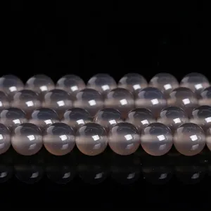 Premium polished natural grey lavender agate loose round beads for DIY jewelry making