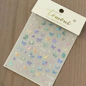 Adesivi olografici per unghie a farfalla con effetto laser per decorazione artistica unghie