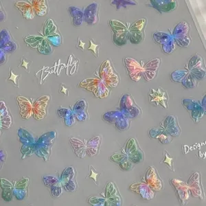 Autocollants laser papillon holographiques colorés pour la décoration et le bricolage