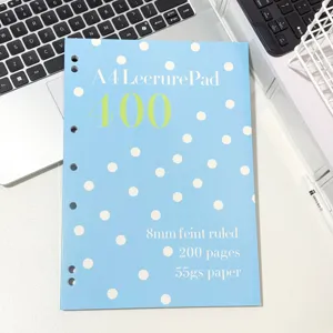 A4 loose-leaf polka dot notebook student ruled journal writing notepad stationery 200 pages