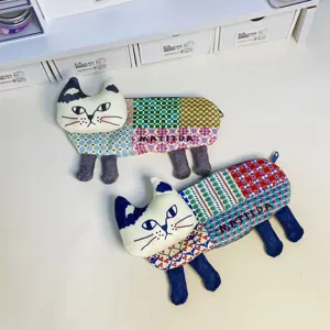 Bonito estuche de lápices de gato retro japonés para estudiantes con gran capacidad.