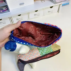 Estuche patchwork vintage japonés gran capacidad bolsa de almacenamiento papelería.