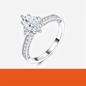 Luxe Marquise Geslepen 1 Karaat Moissaniet Ring S925 Sterling Zilver Minimalistische Verstelbare Ring Met GRA Certificaat Voor Vrouwen