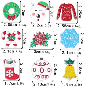 Gedetailleerde maat- en gewichtstabel voor diverse kerst-emaille reversspelden