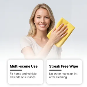 Detail view of soft microfiber cleaning cloth showing excellent water absorption and texture.