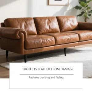 Leather wipes protecting sofa from damage, cracking, and fading in home setting
