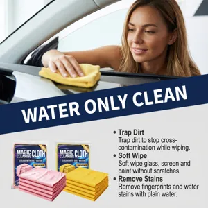 Detail view of thickened magic cleaning cloth set for car interior and household wiping.