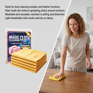 Multifunctional yellow cleaning cloth set, washable and reusable microfiber for furniture.