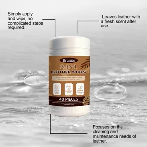 Brunizo 3-in-1 leather wipes to clean, condition and protect your furniture and car.