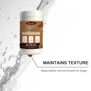 Detailed view of Brunizo 3-in-1 leather maintenance wipes for cleaning and conditioning 40pcs